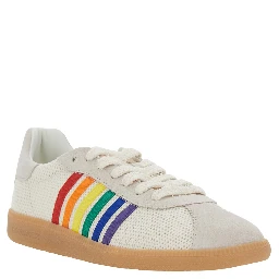 Multicolor Sneaker with Logo Lettering Embroidery on the Tongue and Striped Details on the Side in Leather and Fabric for Men