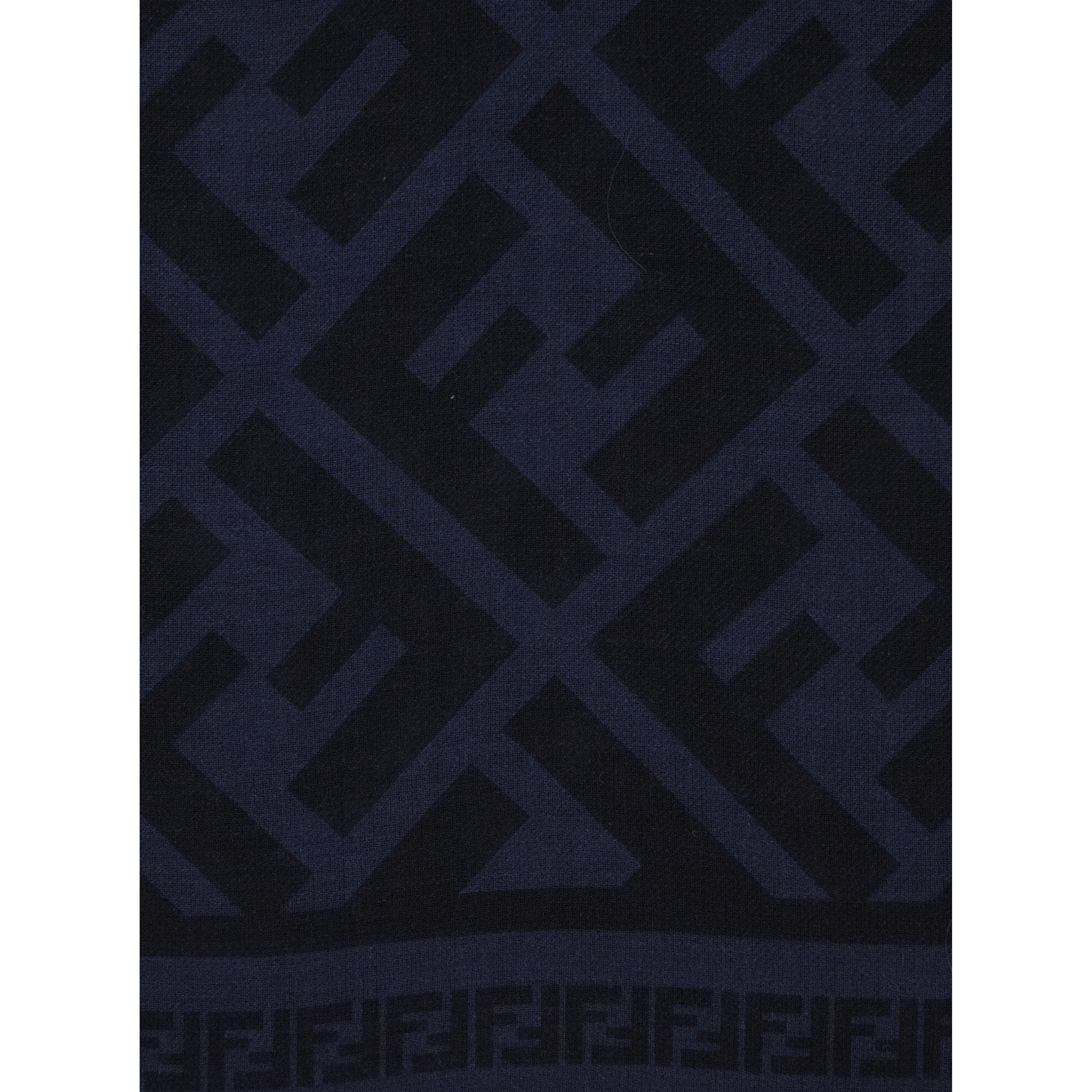 Blue Scarf with FF Motif All-Over in Wool and Silk Blend for Men