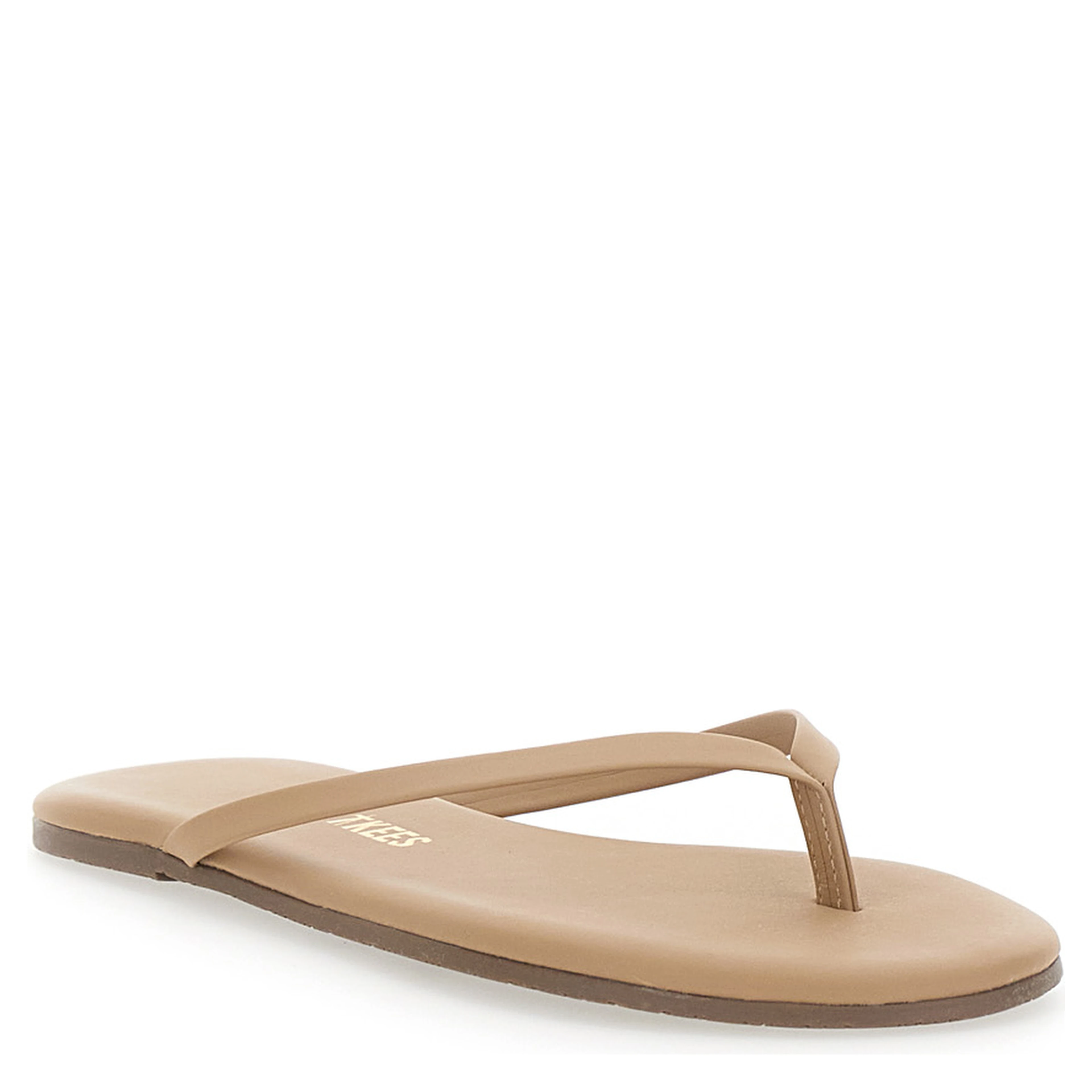 Foundations Beige Sandals with thong design and logo embossed in Ecoleather Woman