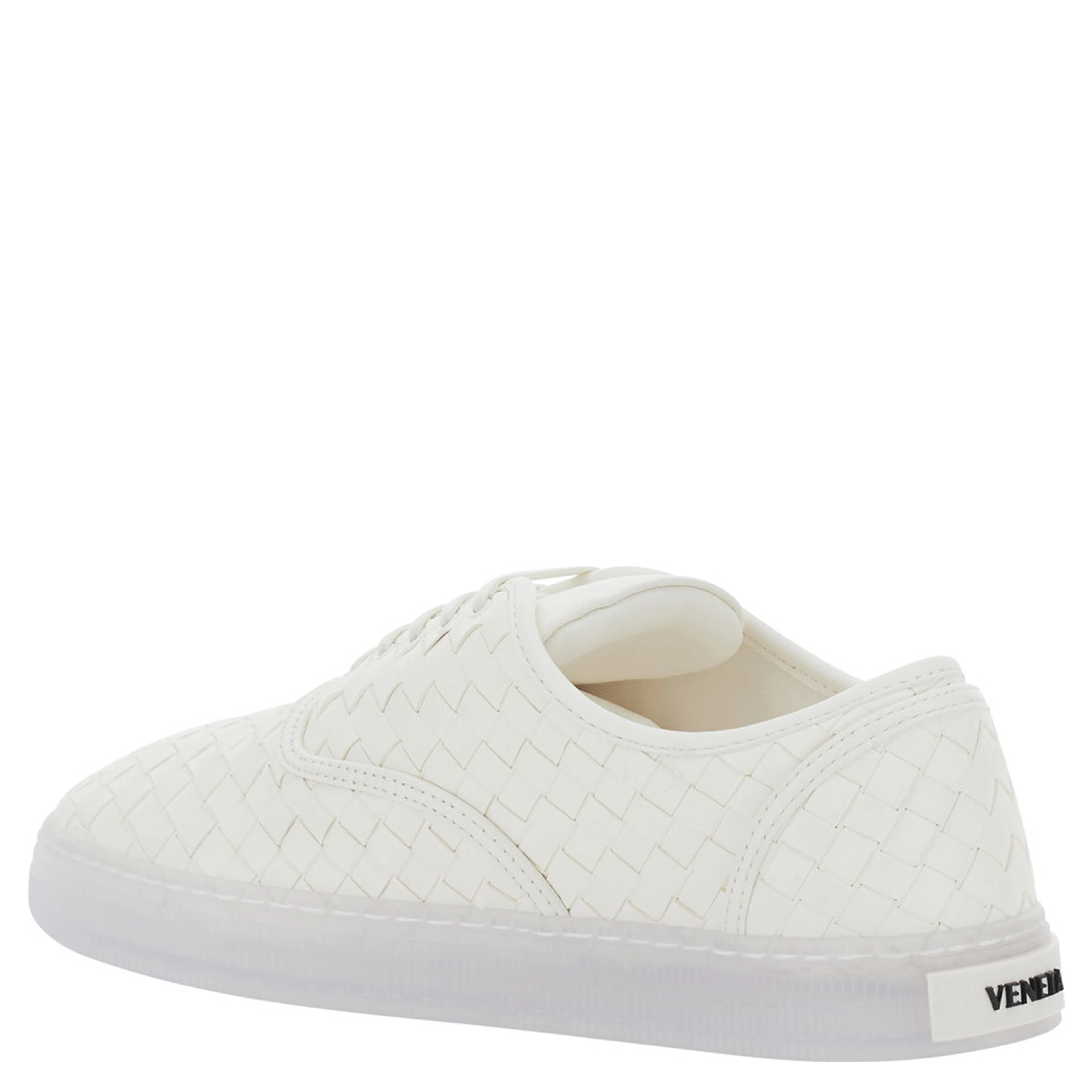 SerenaWhite Sneakers with logo lettering on the tongue and Intreccio motif in leather for women