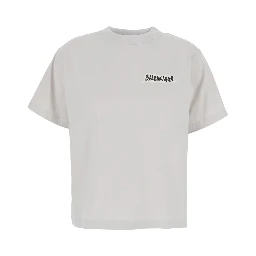 White T-shirt with logo on front and back in Cotton for Women
