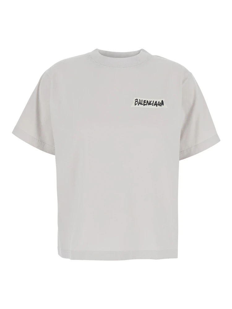 White T-shirt with logo on front and back in Cotton for Women