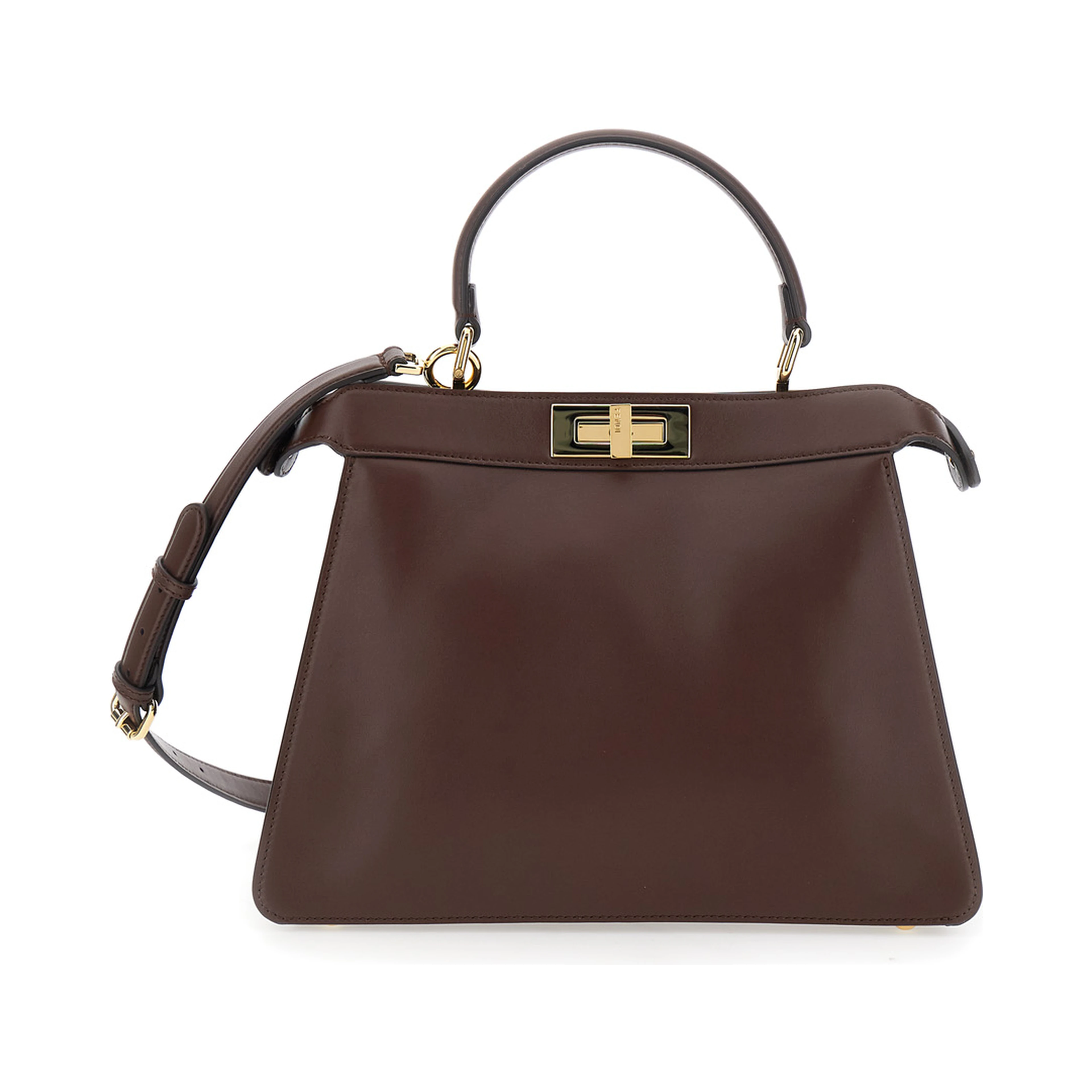 Peekaboo I See You Brown Handbag with Claw Closure and Sequins Embroidery Inside in Leather Woman