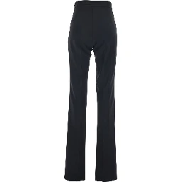 Black High-Waisted Pants with Two Flap Pockets on the Front in Tech Fabric for Women
