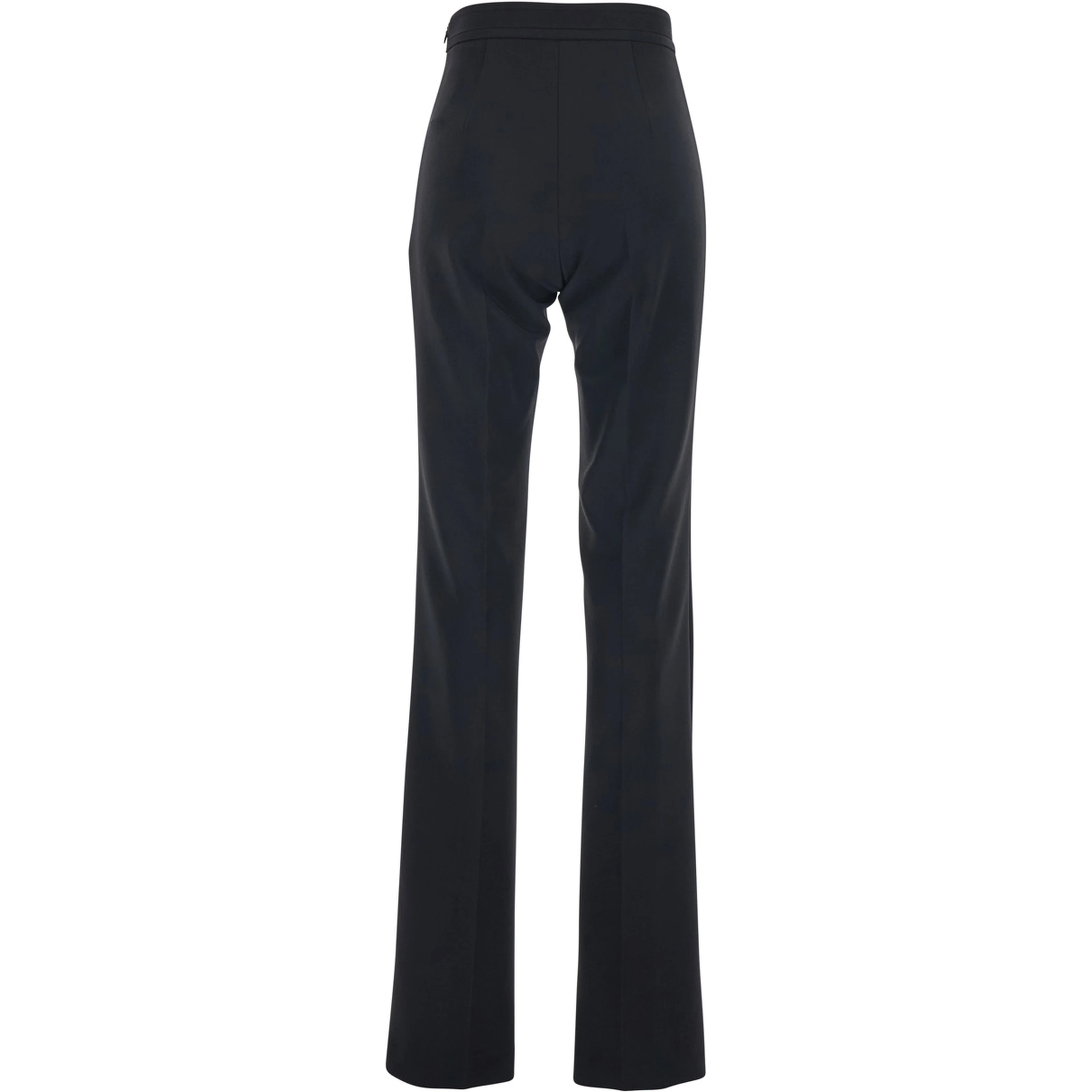 Black High-Waisted Pants with Two Flap Pockets on the Front in Tech Fabric for Women