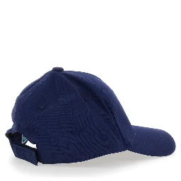 Blue Baseball Cap with Curved Brim and Logo on Front in Cotton Boy