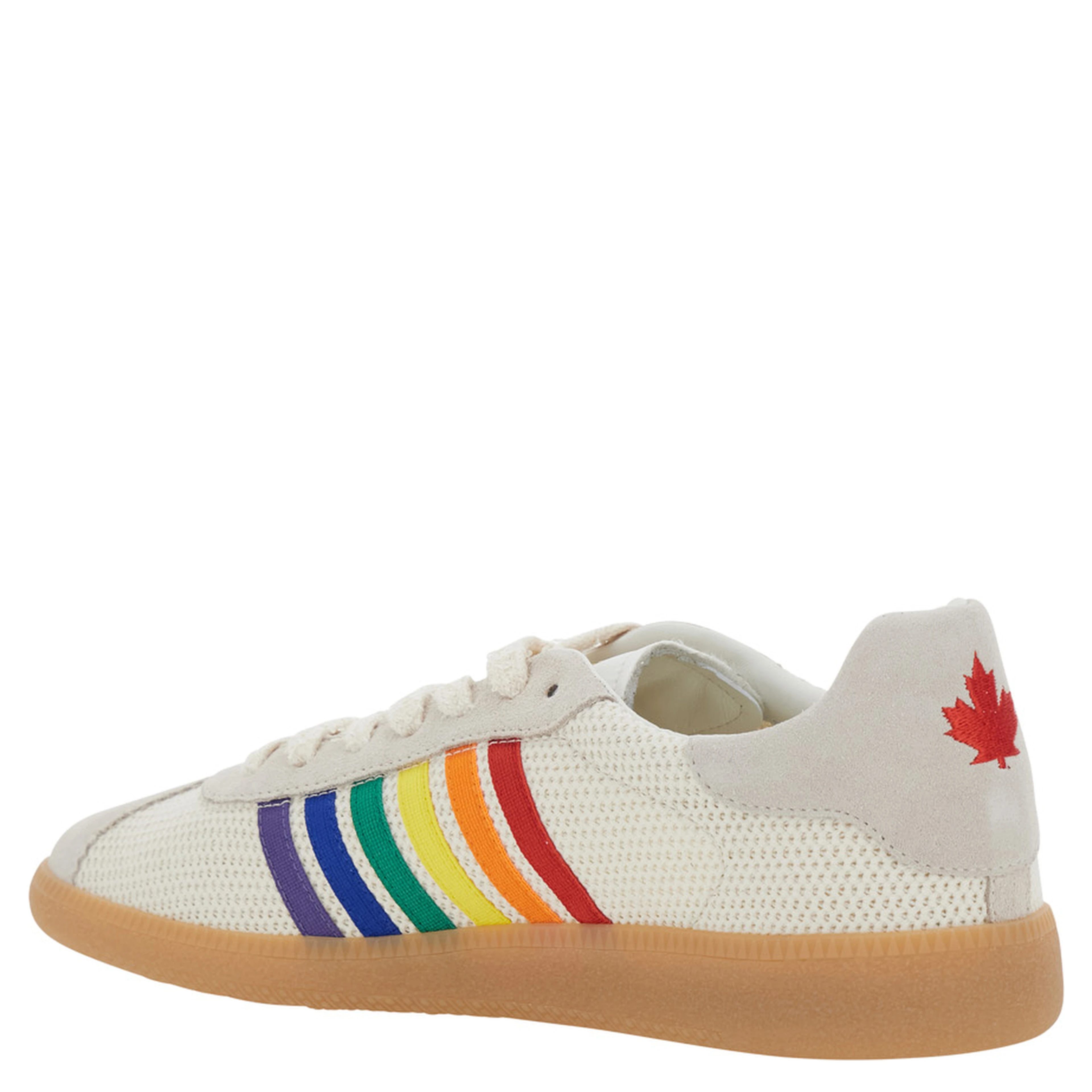 Multicolor Sneaker with Logo Lettering Embroidery on the Tongue and Striped Details on the Side in Leather and Fabric for Men