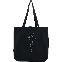 Black Shoulder Bag with Maxi Logo on the Front and Two Top Handles in Cotton for Men