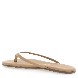 Foundations Beige Sandals with thong design and logo embossed in Ecoleather Woman