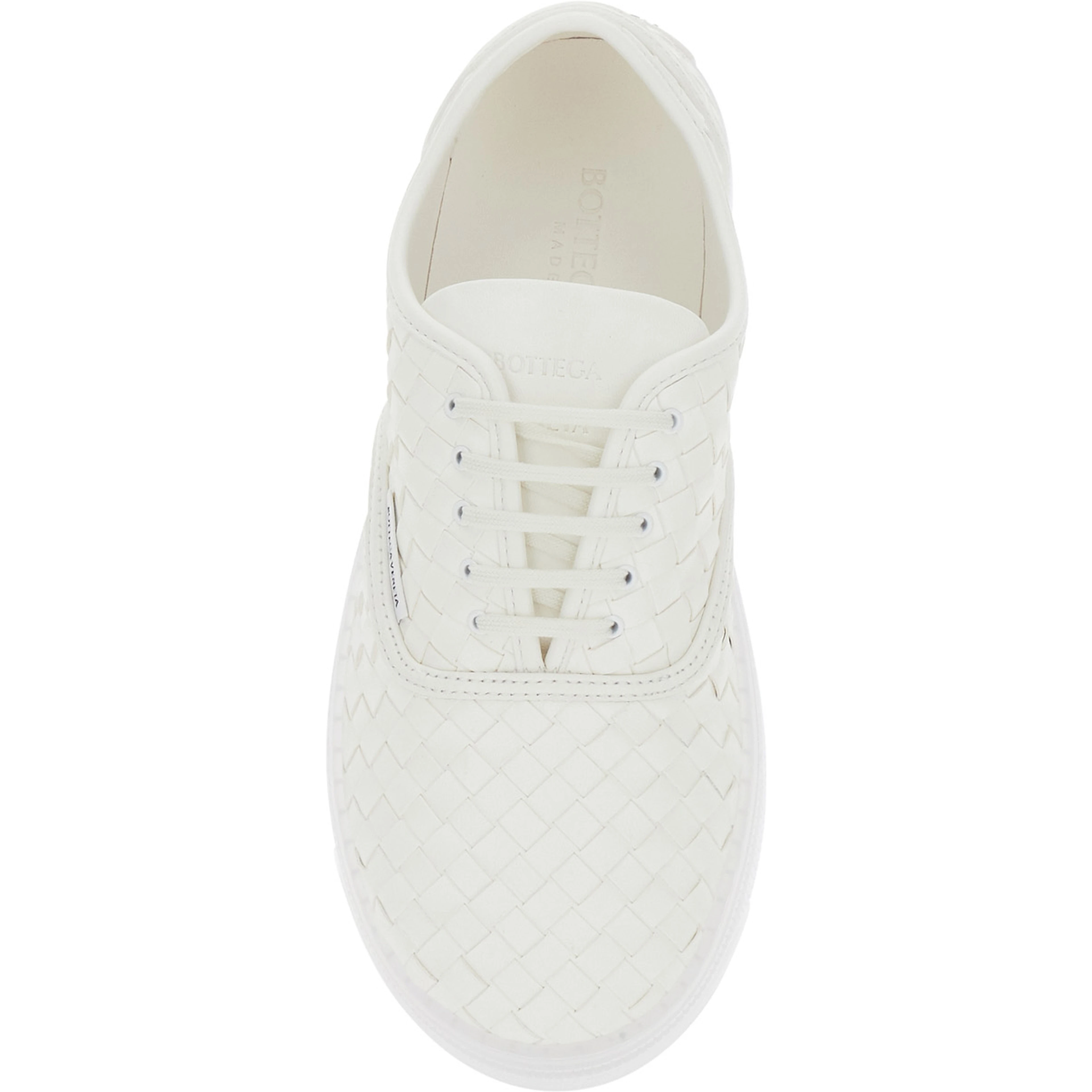 SerenaWhite Sneakers with logo lettering on the tongue and Intreccio motif in leather for women