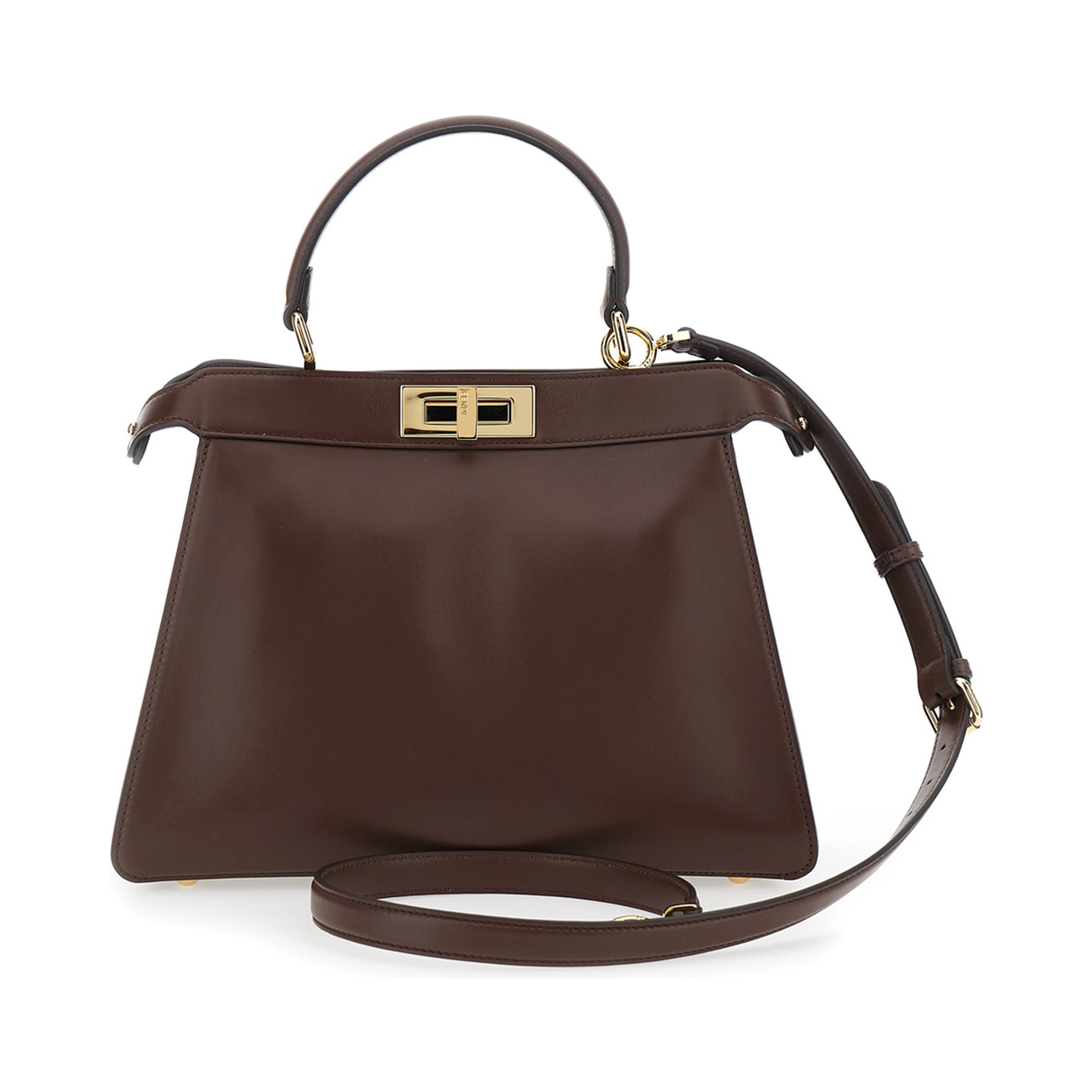 Peekaboo I See You Brown Handbag with Claw Closure and Sequins Embroidery Inside in Leather Woman