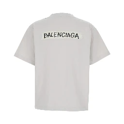 White T-shirt with logo on front and back in Cotton for Women