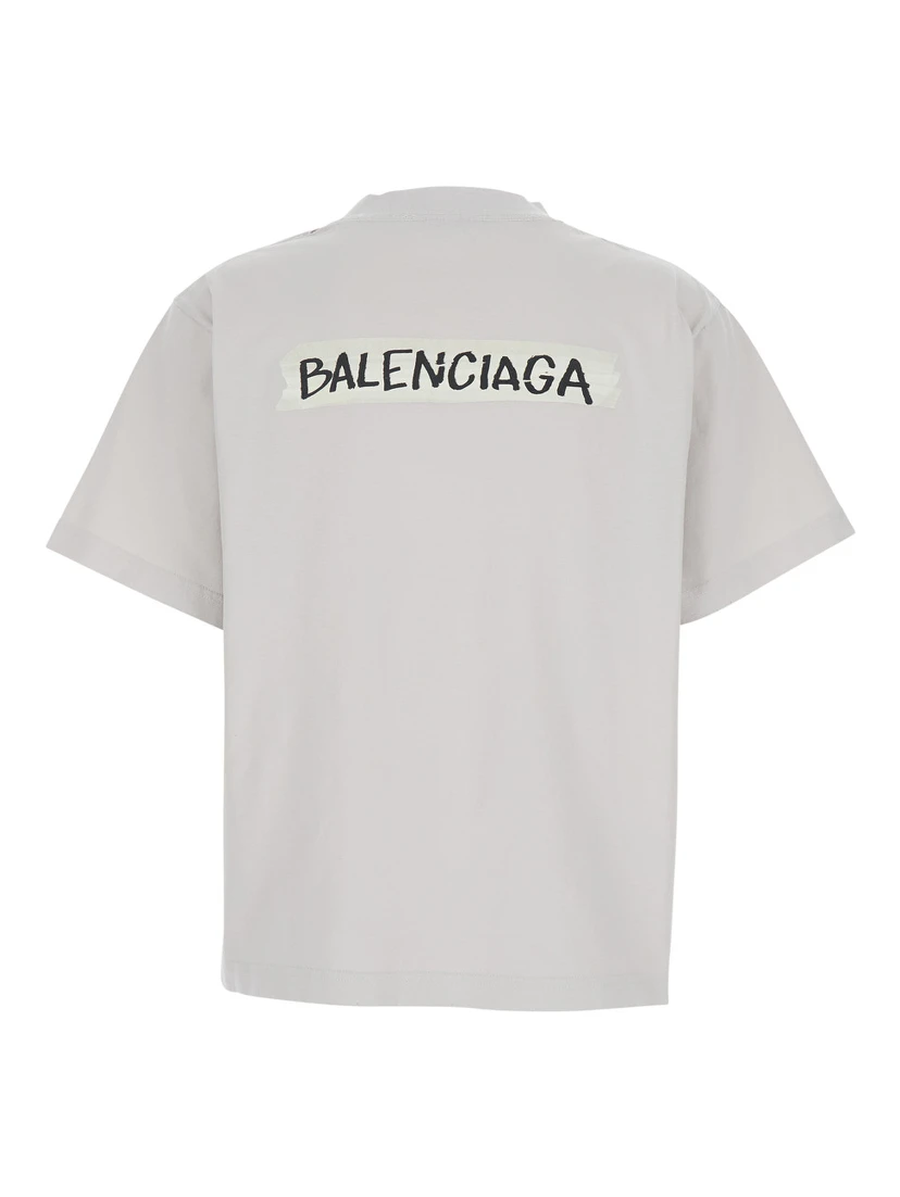 White T-shirt with logo on front and back in Cotton for Women