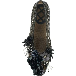 Glam Jelly Black Ballet shoes with Rhinestone Details on the Front in Tech Fabric Women