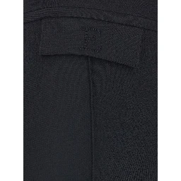 Black High-Waisted Pants with Two Flap Pockets on the Front in Tech Fabric for Women