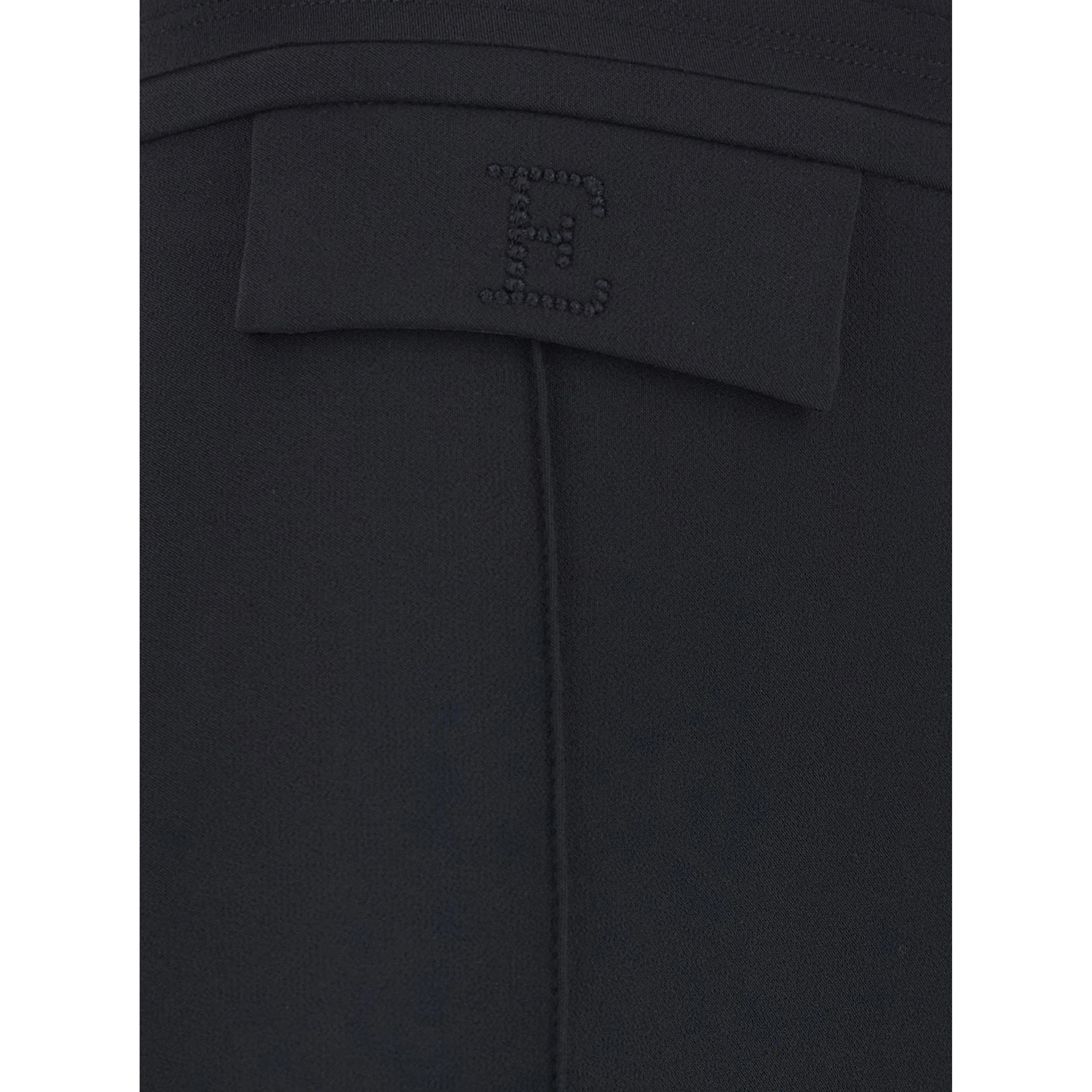 Black High-Waisted Pants with Two Flap Pockets on the Front in Tech Fabric for Women