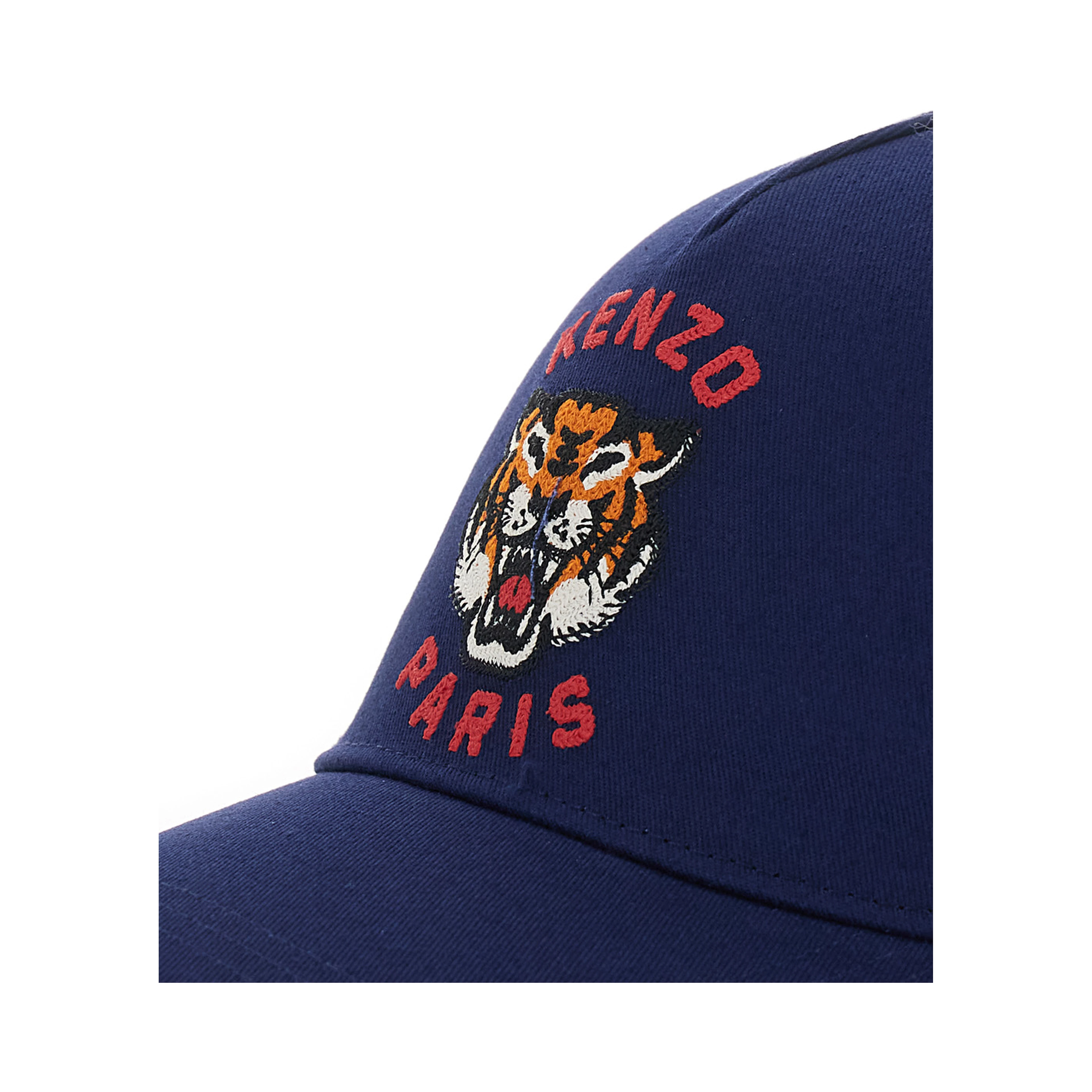Blue Baseball Cap with Curved Brim and Logo on Front in Cotton Boy