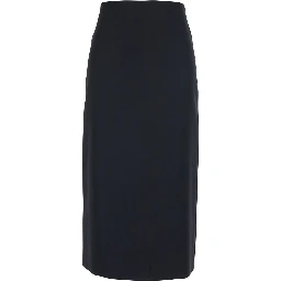 Black Skirt with Rear Concealed Zip Closure and Logo Plaque on the Rear in Fabric Woman