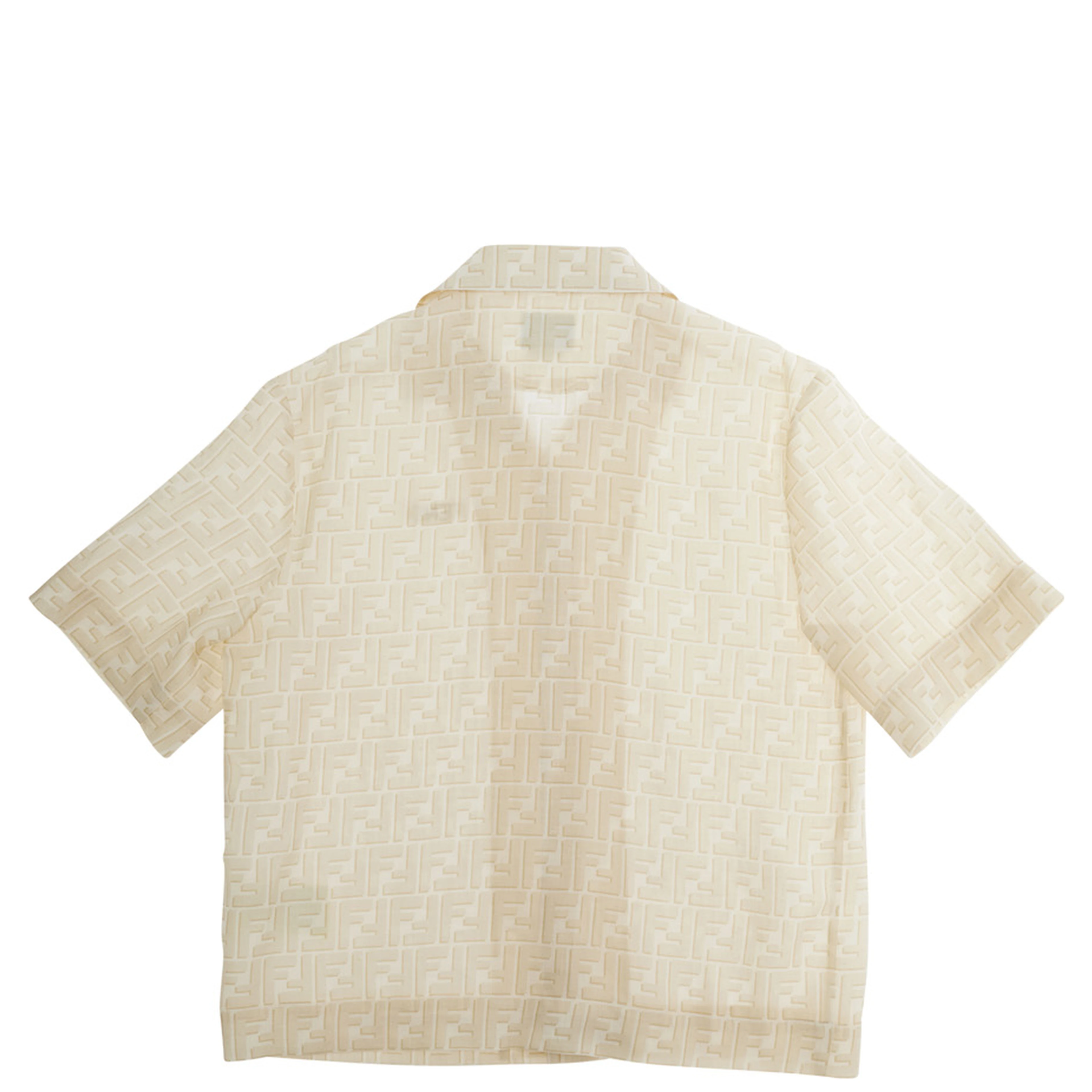 Yellow Shirt with logo lettering and all-over FF motif in linen boy