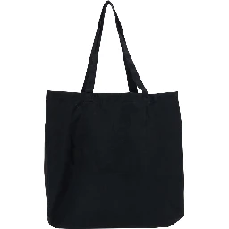 Black Shoulder Bag with Maxi Logo on the Front and Two Top Handles in Cotton for Men