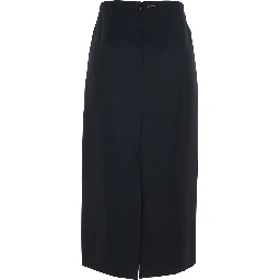 Black Skirt with Rear Concealed Zip Closure and Logo Plaque on the Rear in Fabric Woman