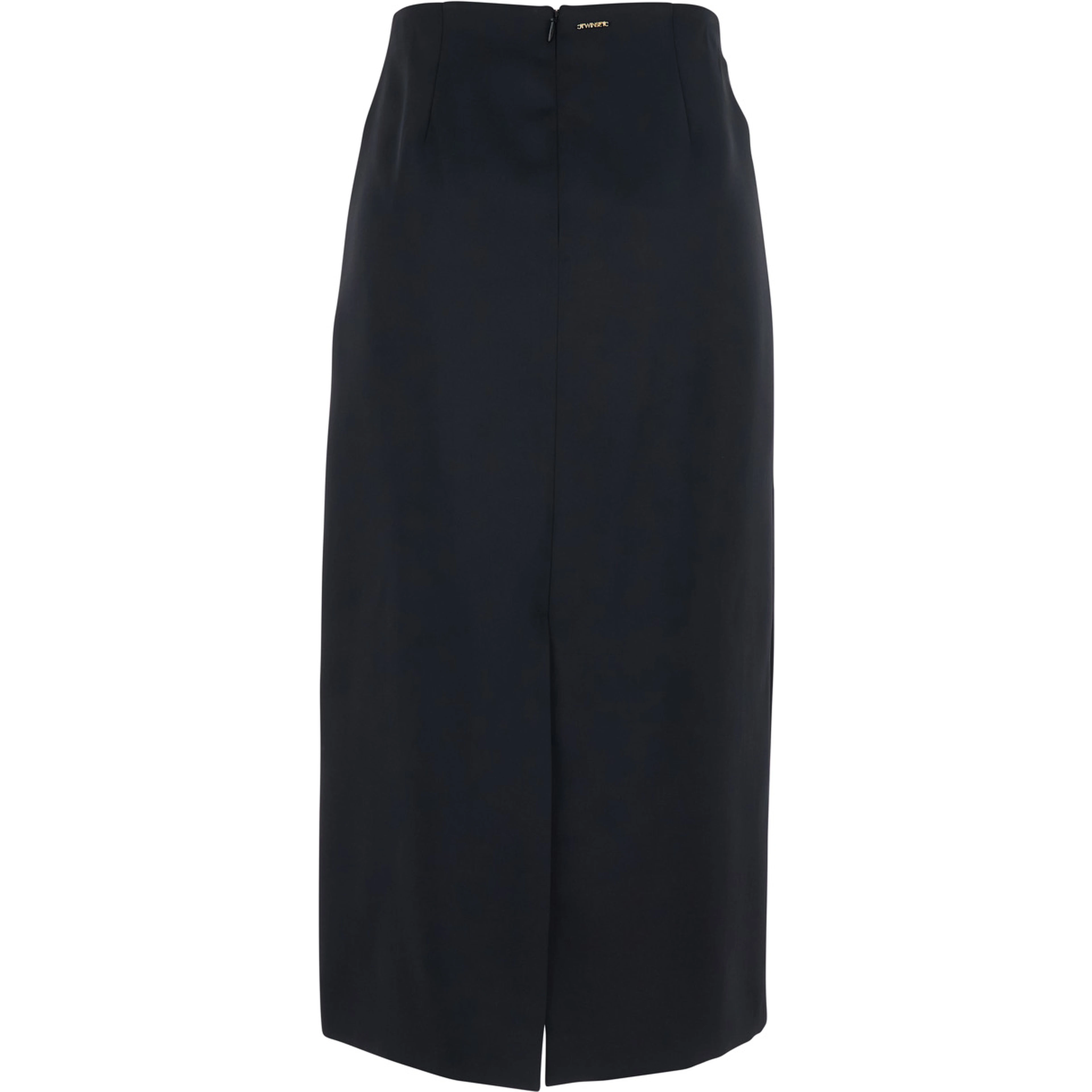 Black Skirt with Rear Concealed Zip Closure and Logo Plaque on the Rear in Fabric Woman