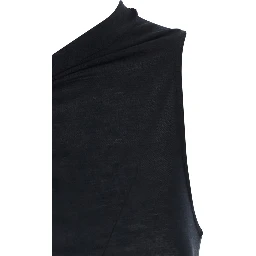 Athena Black Top with Asymmetrical Design in Viscose and Silk Blend woman