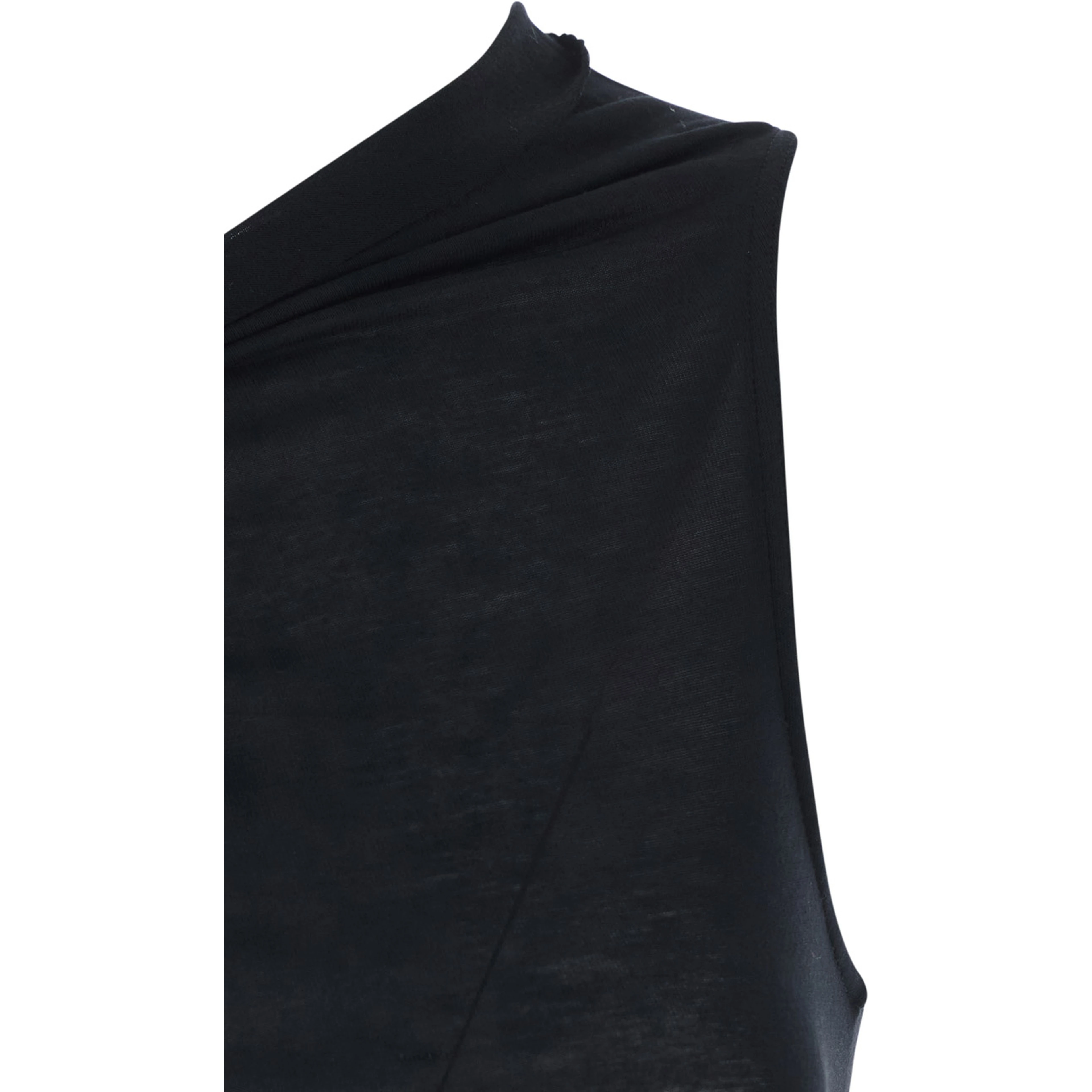 Athena Black Top with Asymmetrical Design in Viscose and Silk Blend woman