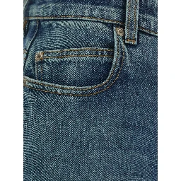 Blue High-waisted jeans with logo patch on the back in denim for women