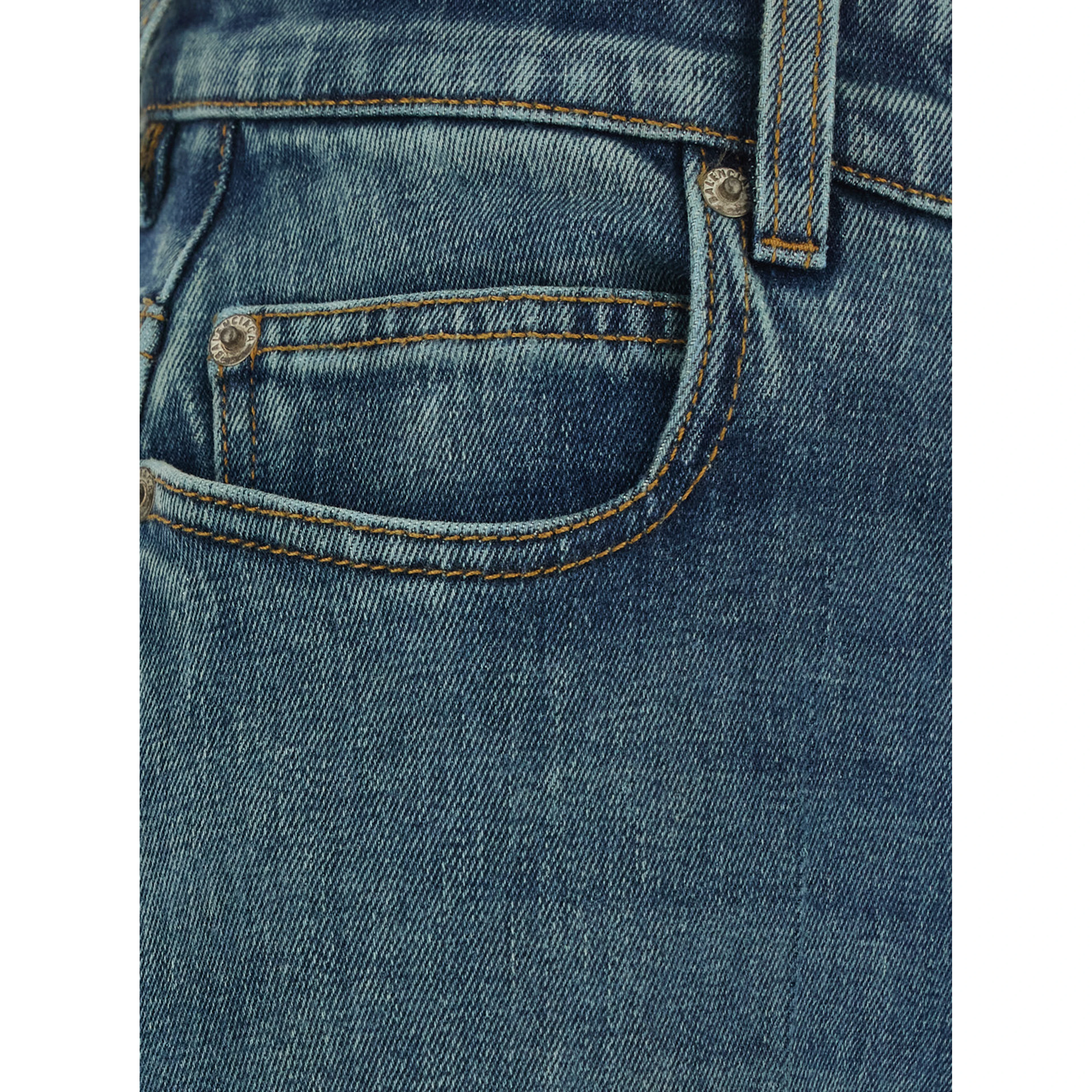 Blue High-waisted jeans with logo patch on the back in denim for women