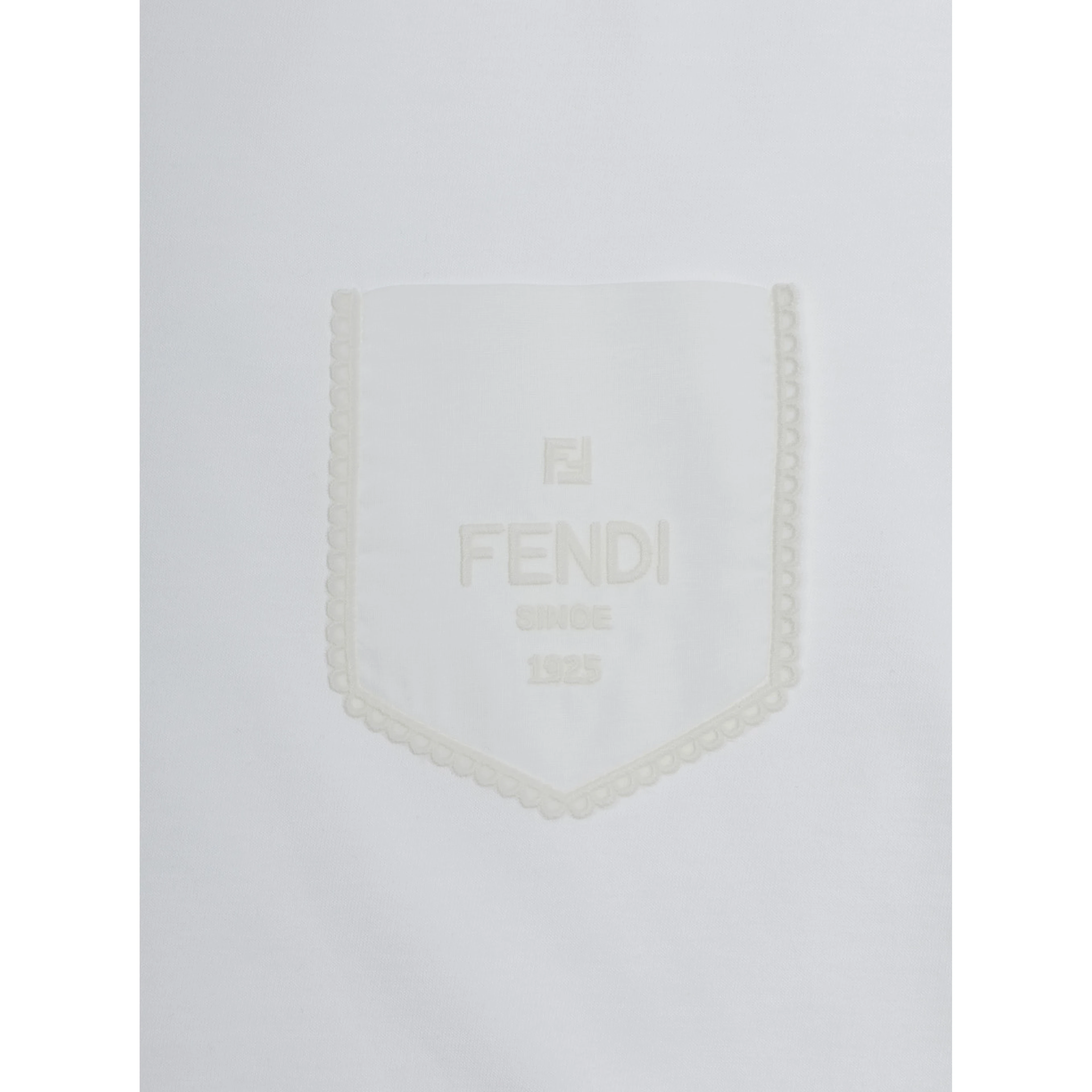 White Crew neck T-shirt with patch pocket and logo lettering on the front in cotton girl
