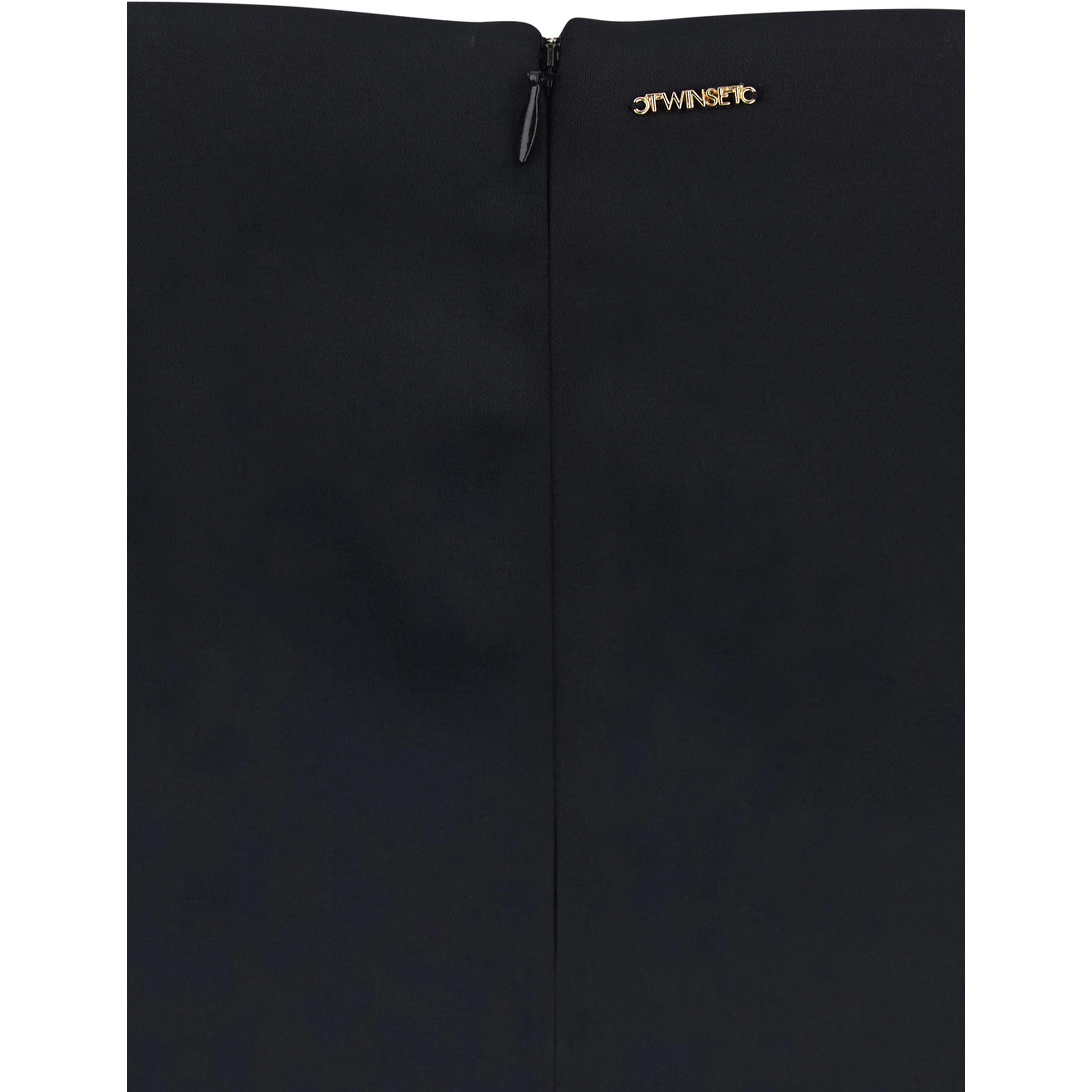 Black Skirt with Rear Concealed Zip Closure and Logo Plaque on the Rear in Fabric Woman