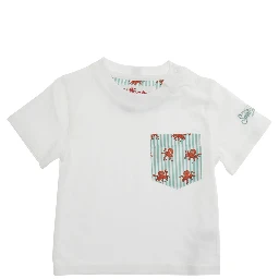 KEA White T-Shirt with Striped Print on the Front in Cotton Boy