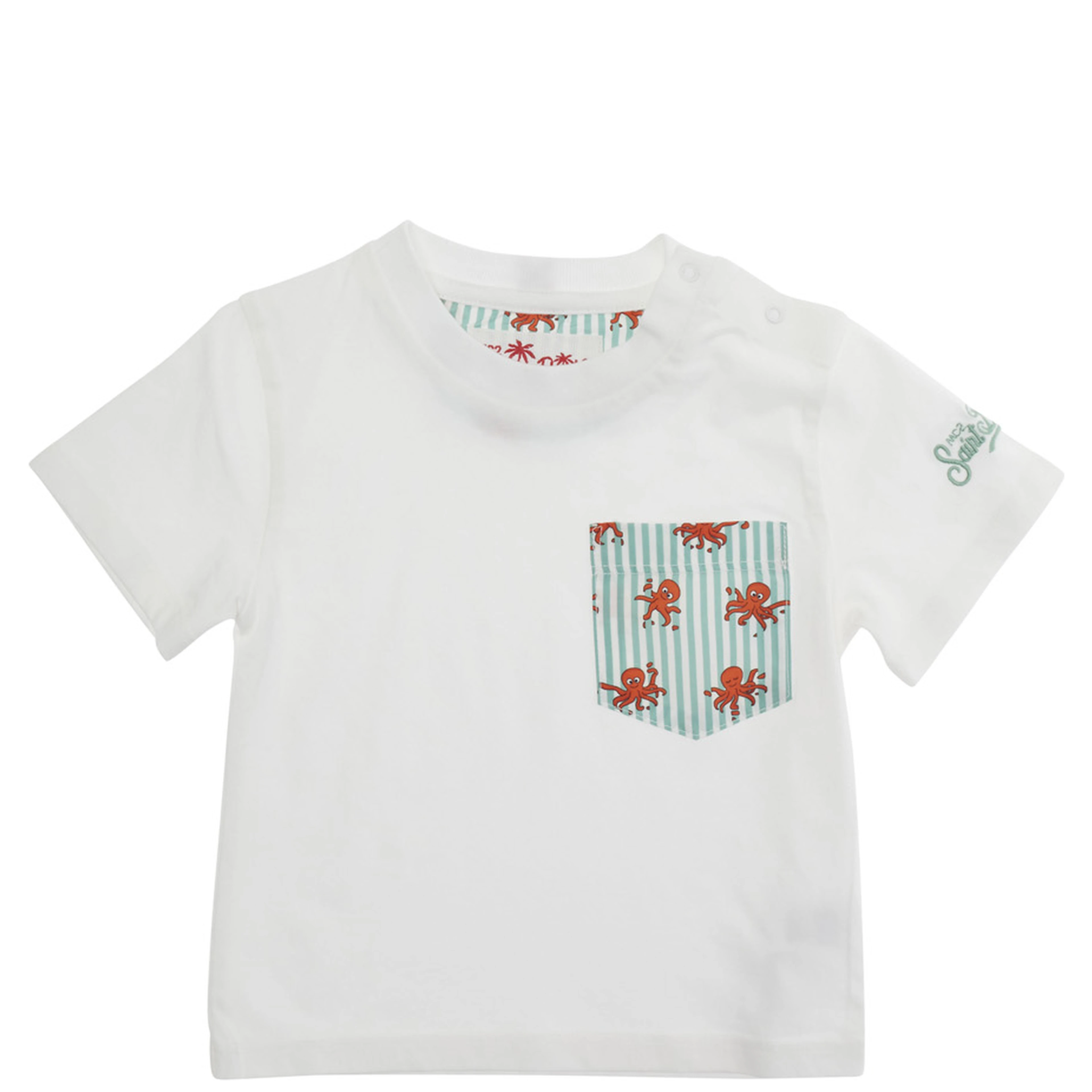 KEA White T-Shirt with Striped Print on the Front in Cotton Boy