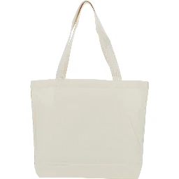 White Tote bag with large Fox embroidery on the front in cotton for men
