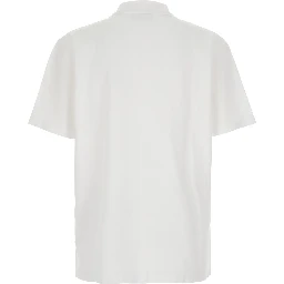 White Polo Shirt with Classic Collar and Logo Embroidery on the Front in Cotton for Men
