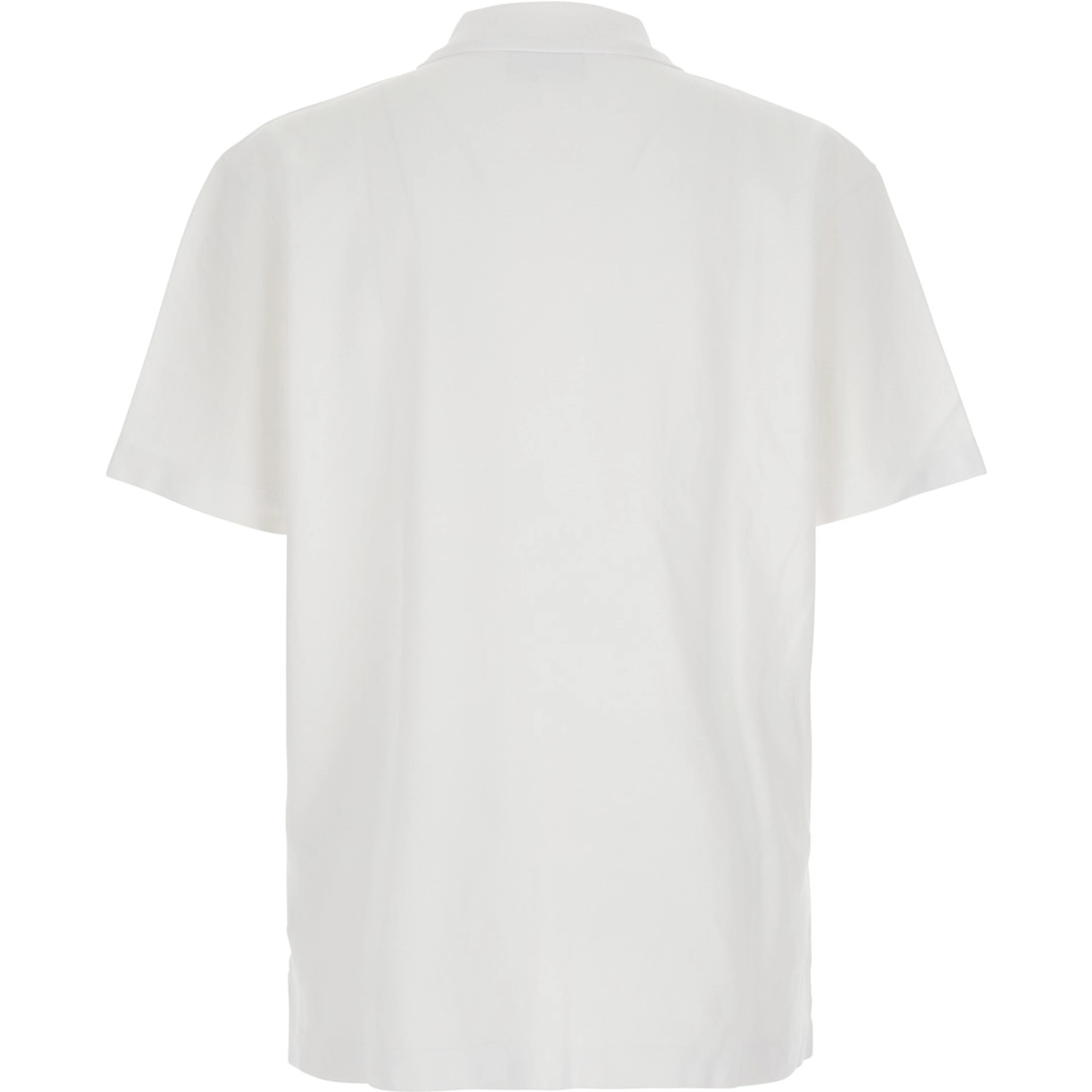 White Polo Shirt with Classic Collar and Logo Embroidery on the Front in Cotton for Men