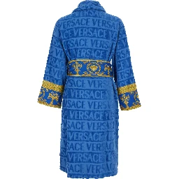 Blue Bathrobe with Baroque print in cotton home