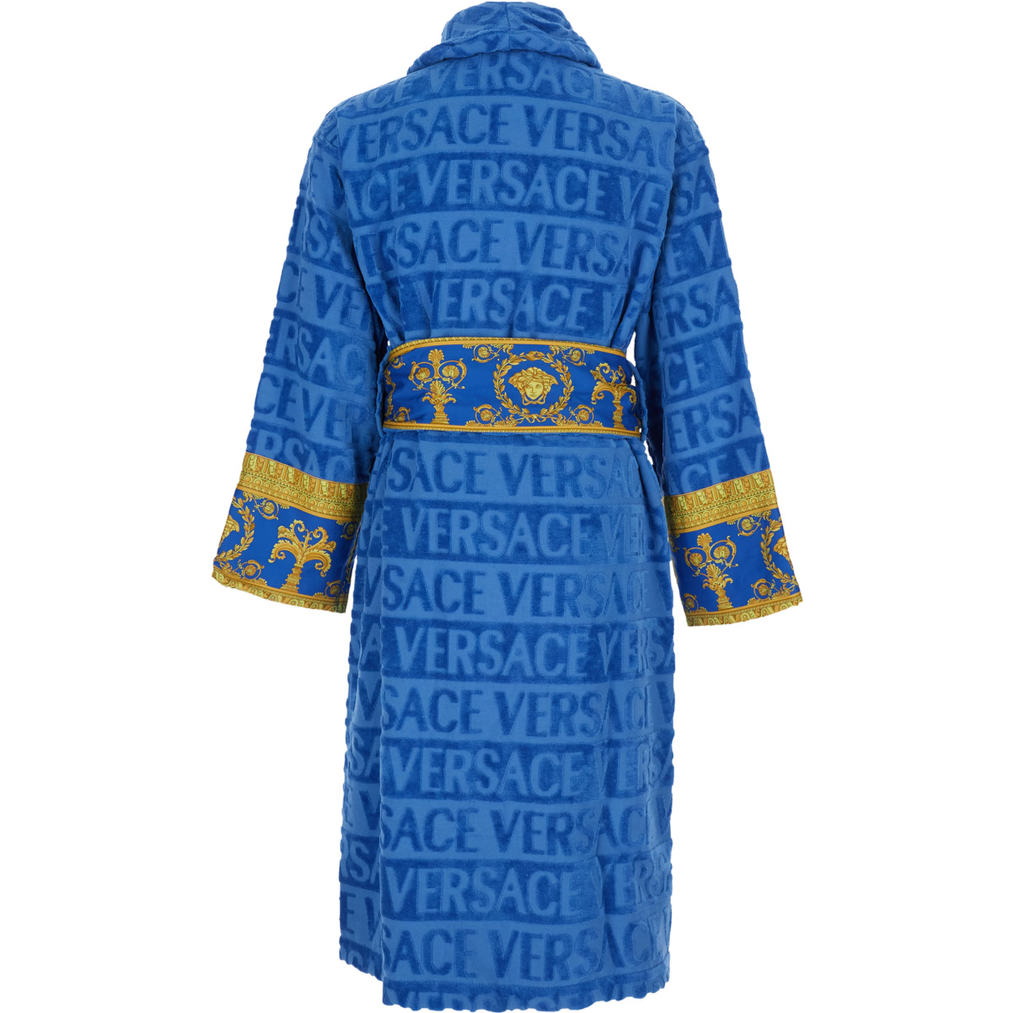 Blue Bathrobe with Baroque print in cotton home