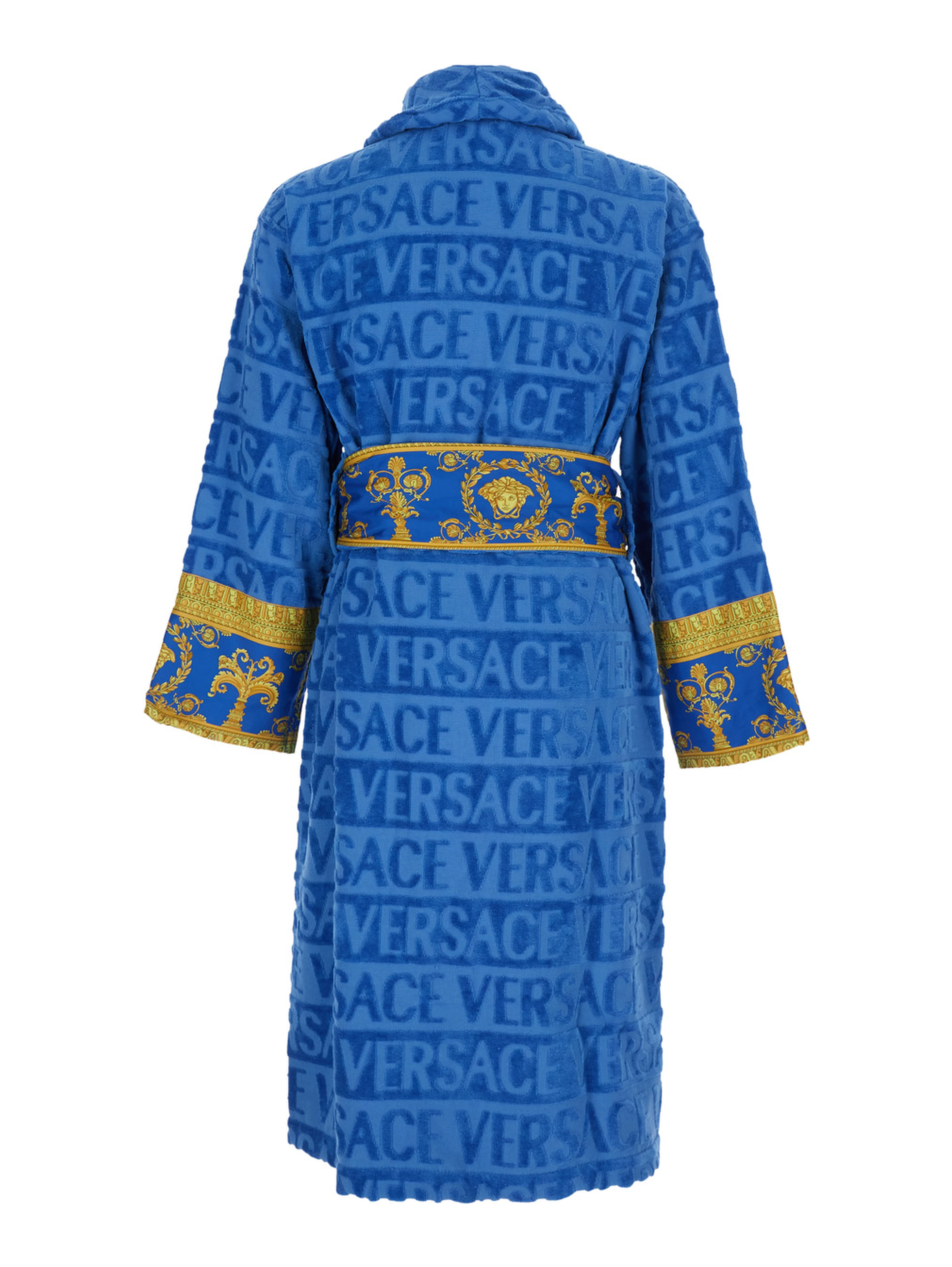 Blue Bathrobe with Baroque print in cotton home