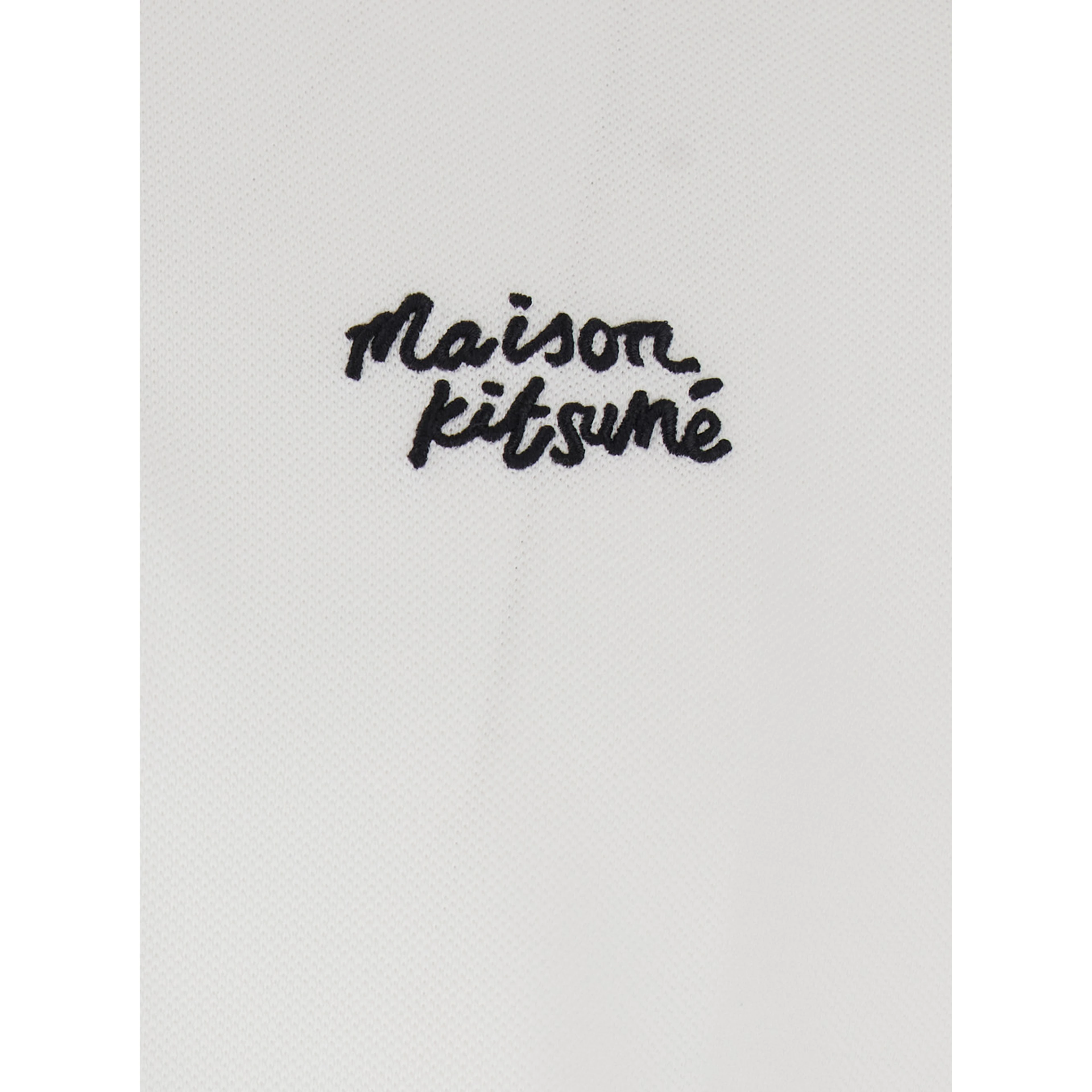 White Polo Shirt with Classic Collar and Logo Embroidery on the Front in Cotton for Men