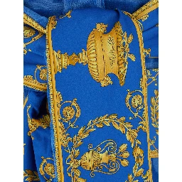 Blue Bathrobe with Baroque print in cotton home