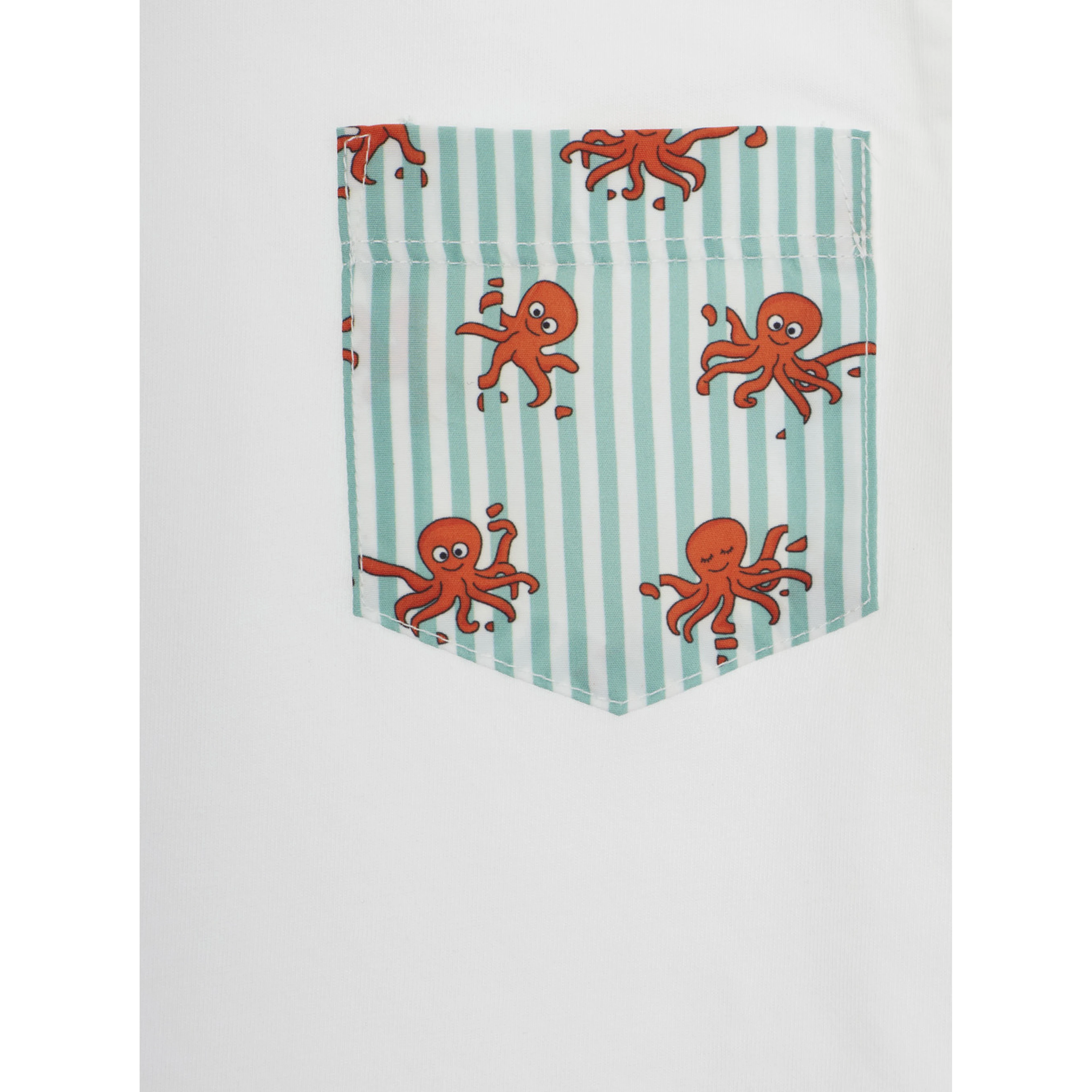 KEA White T-Shirt with Striped Print on the Front in Cotton Boy