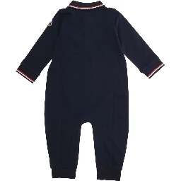 Dark Blue Romper 8L0001189AL2778 with Contrast Collar and Logo Patch on Sleeve in Baby Cotton