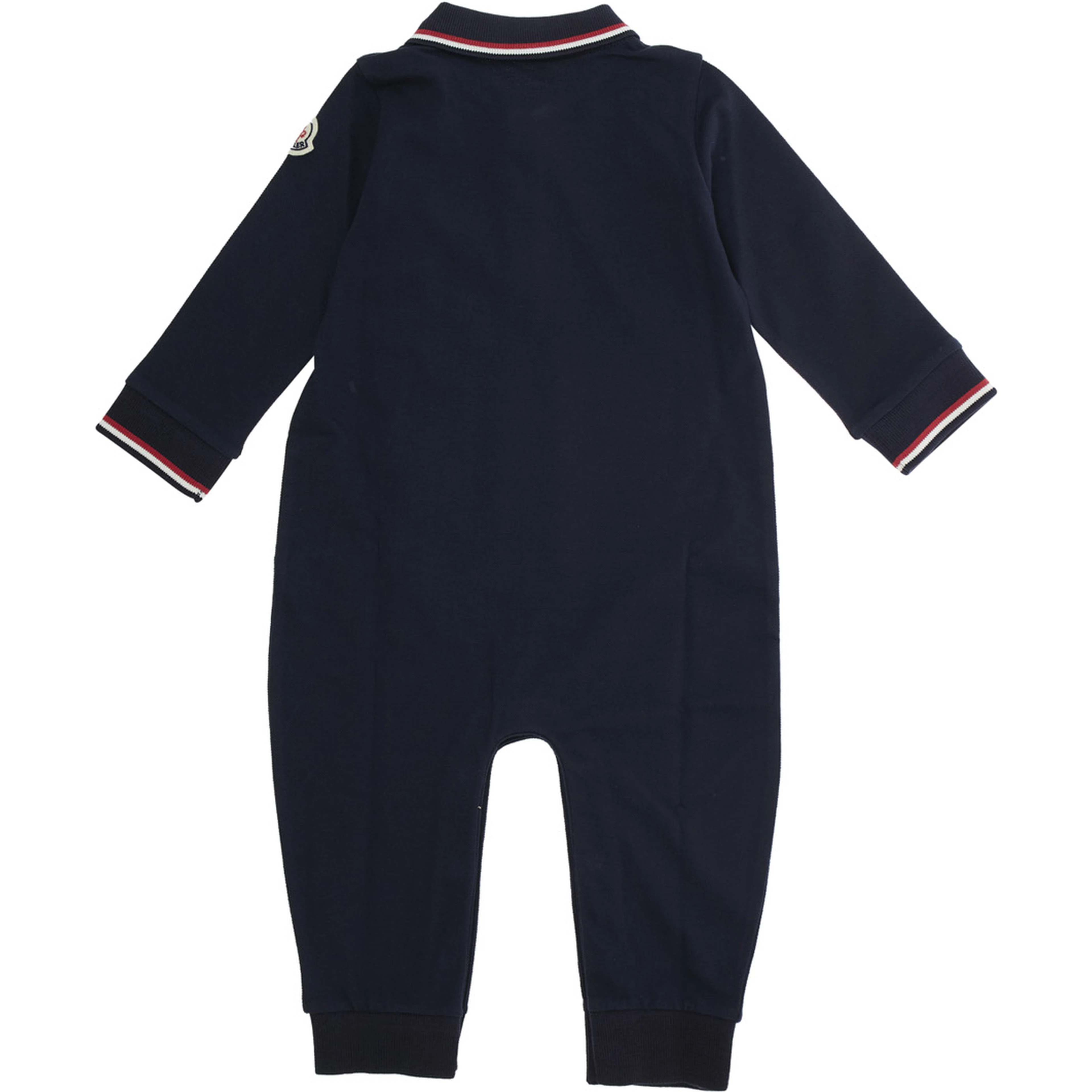 Dark Blue Romper 8L0001189AL2778 with Contrast Collar and Logo Patch on Sleeve in Baby Cotton