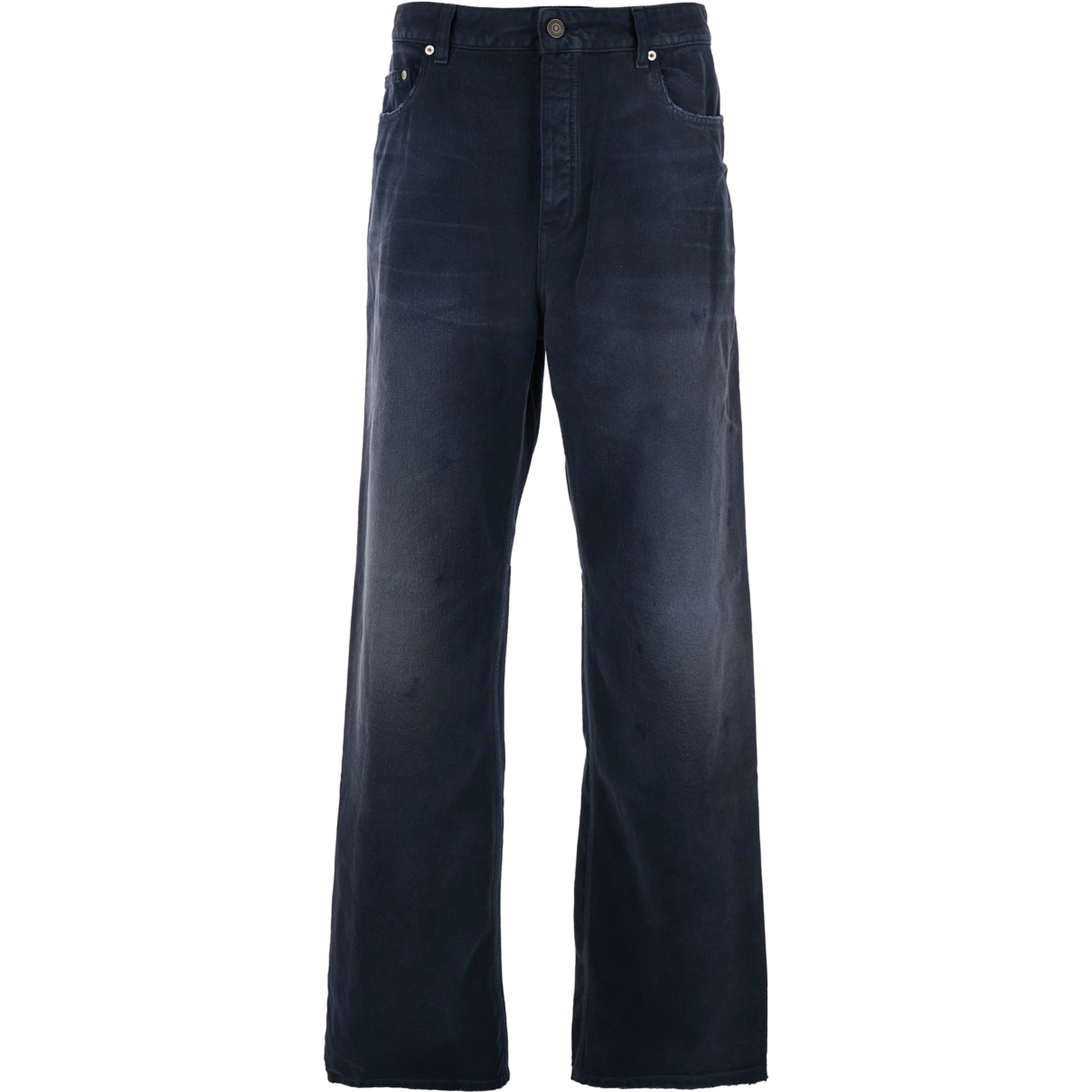 Blue Jeans with faded effect and logo patch on the back in cotton man