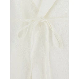 WHITE BLAZER with Notched Revers and Button Closure in Linen Blend for Women