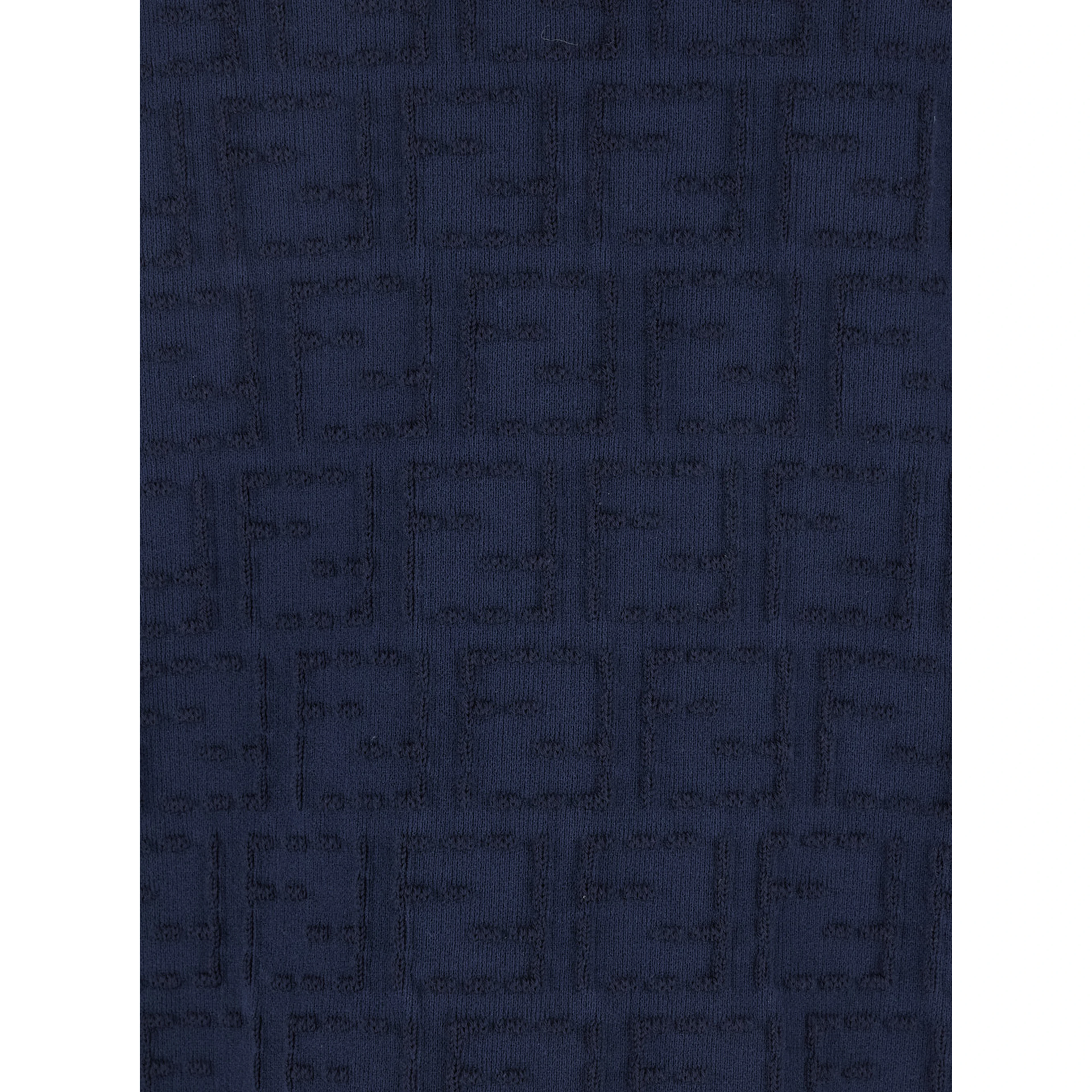 Blue T-Shirt with All-Over FF Logo Embroidery in Cotton for Men
