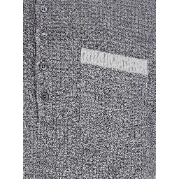 Grey Polo with 4-Bar Detail on the Sleeve in Wool and Silk Blend for Men