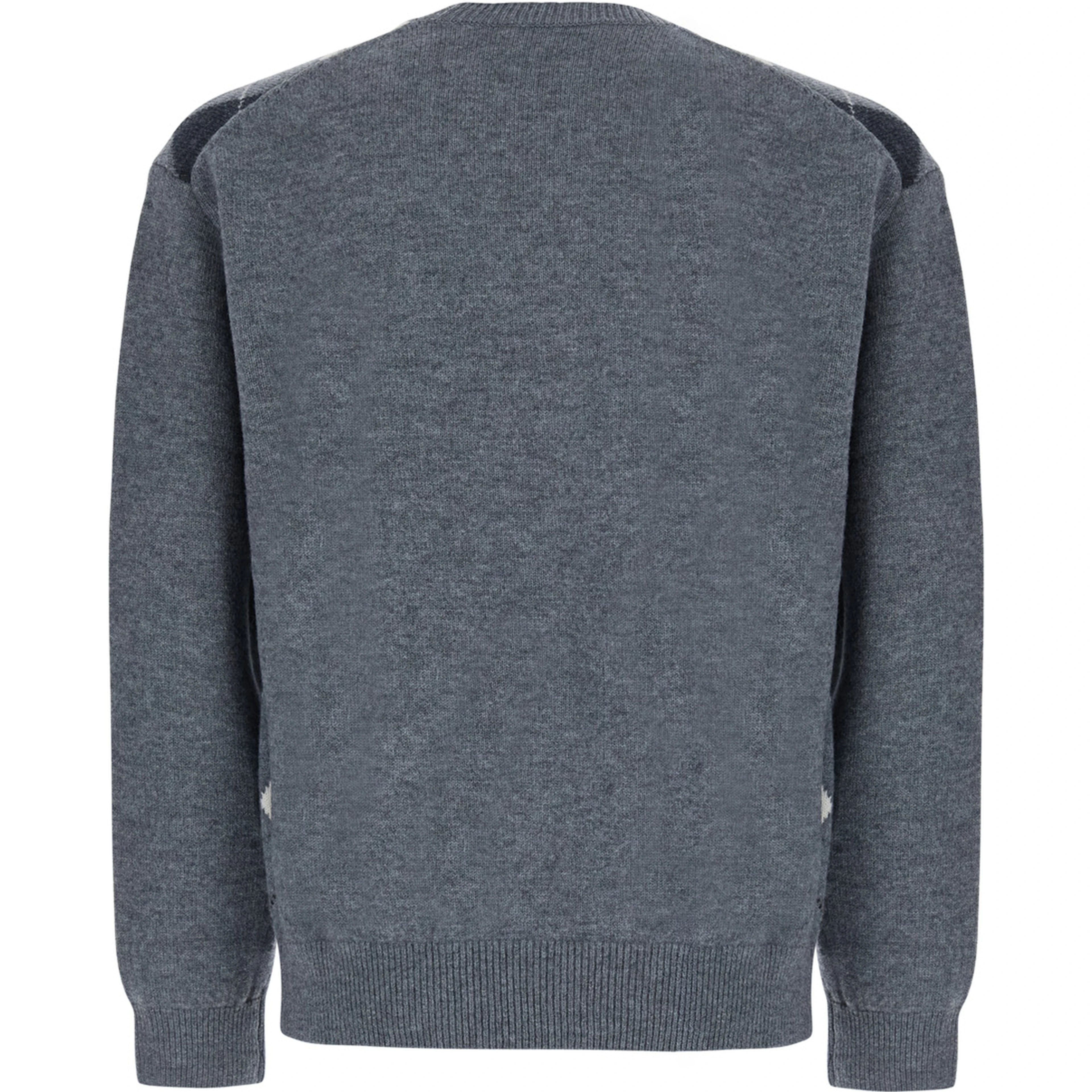 UNISEX ARGYLE CREW NECK SWEATER with round neckline and long sleeves in Gray Wool Unisex